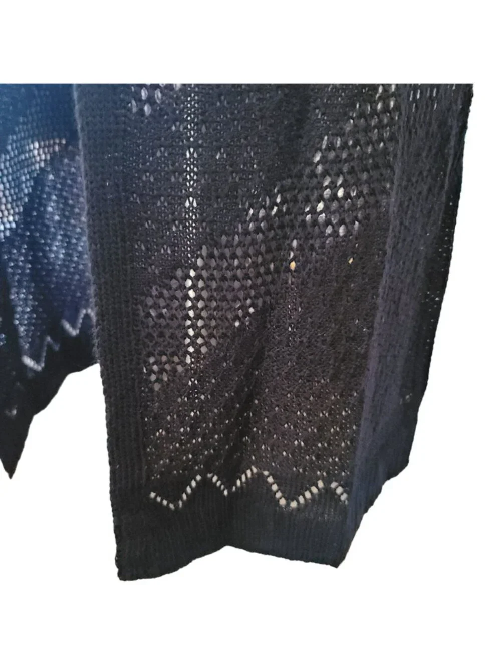 Womans Black Duster Lacy Open Knit Weave Cardigan Sweater Size Small NWT jj3597